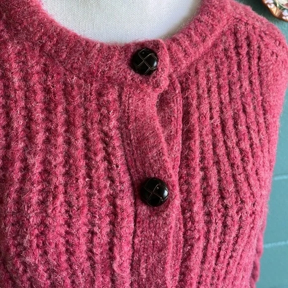Mo:vint New York Pink Cable Knit Cardigan - Picture 5 of 12